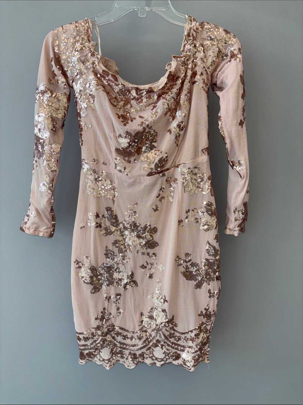 HMS Long Sleeve Sequin Mini Dress